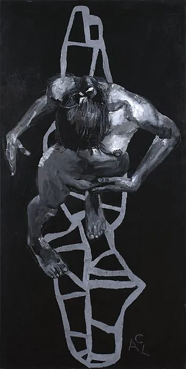 2010 - Alberto Castro Leñero, Figura Gris, Acrílico sobre tela, 160 X 80 cms