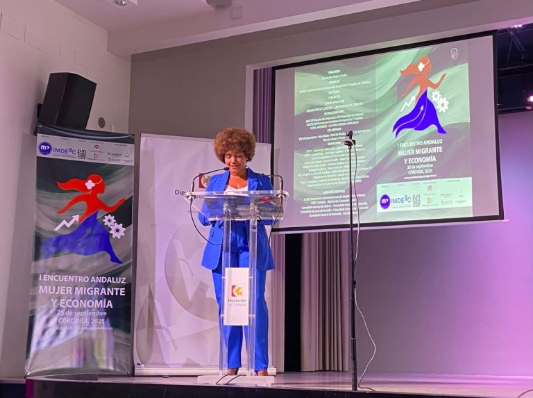 Mujer migrante y economía: un proyecto con origen, liderazgo y resultados que transforma Córdoba y Andalucía María Piña en las jornadas de mujer migrante y economía.